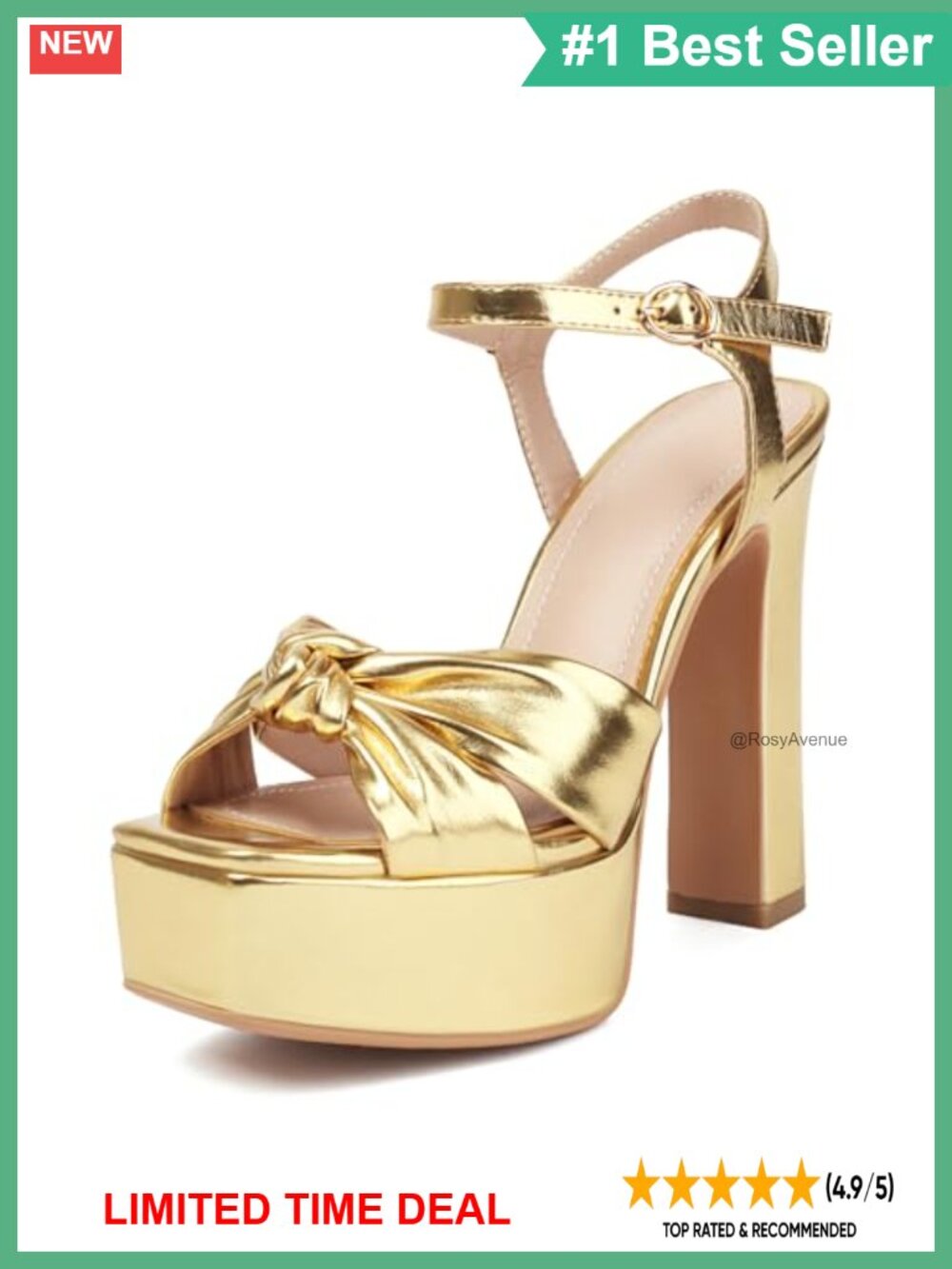 Women's Platform Heels with 5.5 Inch Block Heel, Ankle Strap, Open Square Toe,